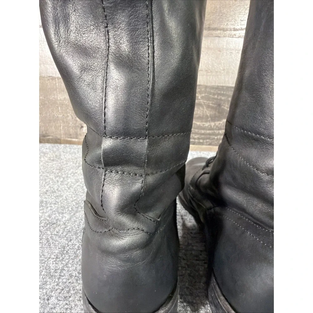 Kenneth Cole Black Leather Tall Combat Boots Made In Italy Men's Size 10 Vintage